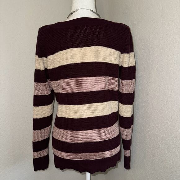 Market & Spruce Sweater Women’s Medium Multi Striped Waffle Knitted Pullover - Picture 3 of 9